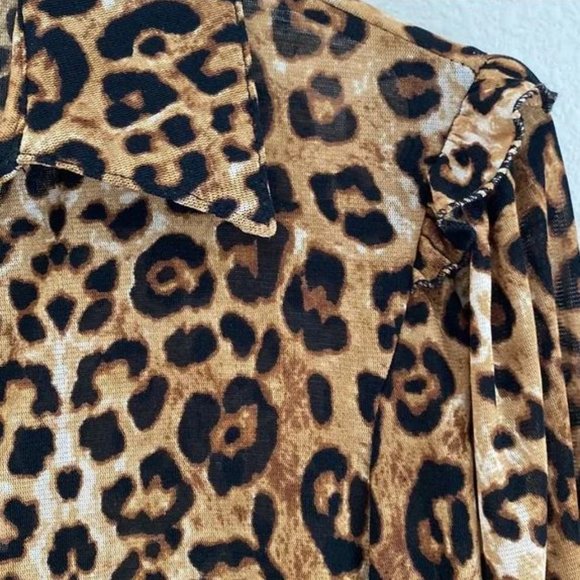 Ember Women's Stretch Blouse Button Down Animal Print Cougar Size Small - Picture 6 of 8